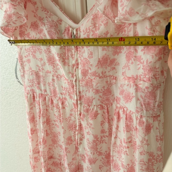 Floral Pink Dress with Ruffle Sleeves - Picture 9 of 10
